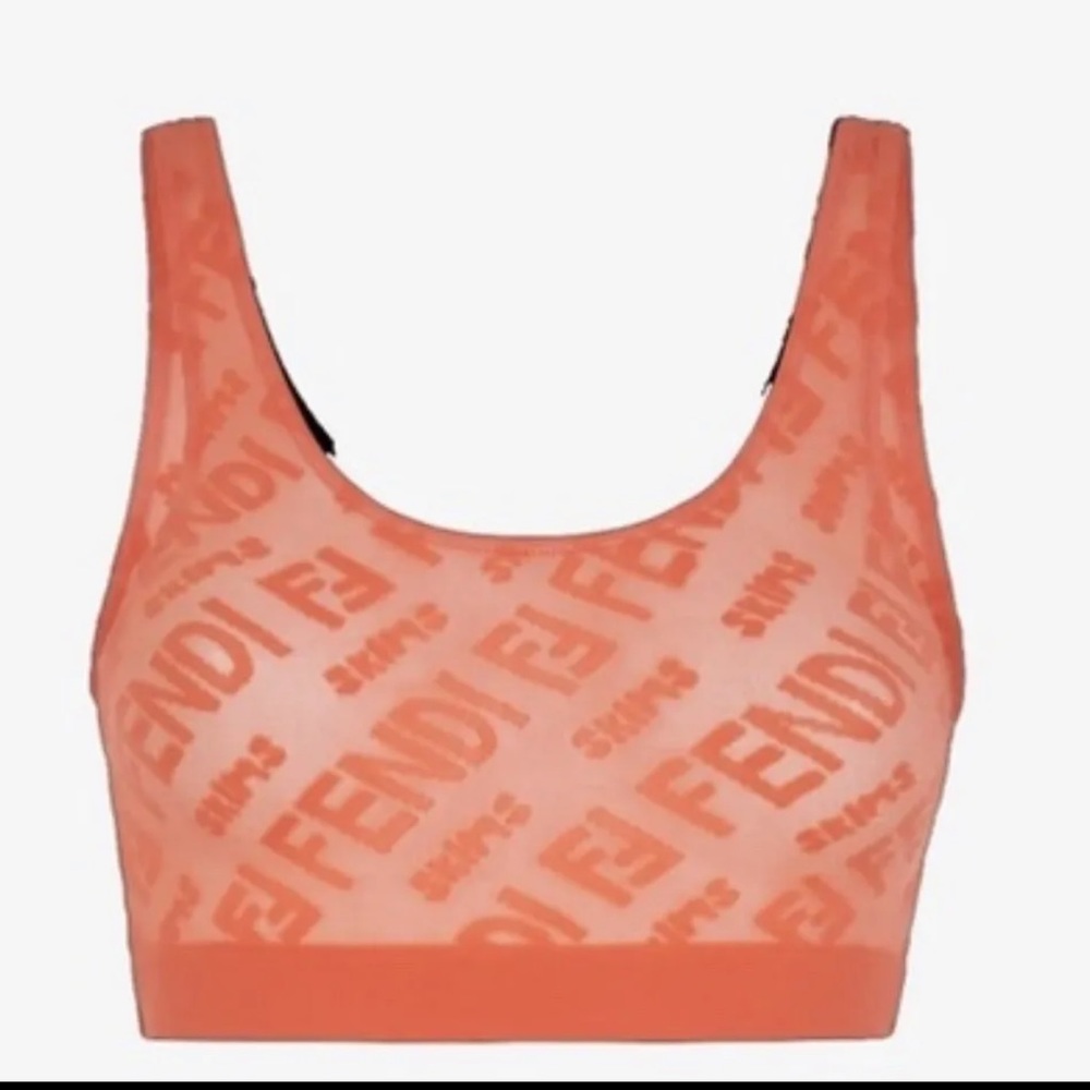 Fendi Coral Logo-Print Sports Bra